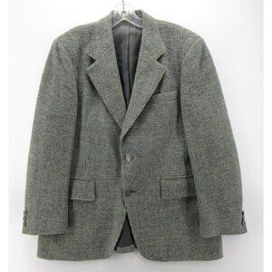 VINTAGE Harris Tweed Sport Coat 40 Handwoven Blazer Wool Houndstooth *